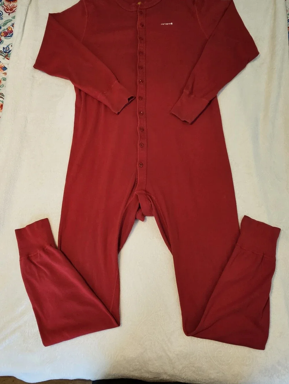 Carhartt K226 Mens 2XL Red 100% Cotton Thermal Union Suit Trap Door One Piece